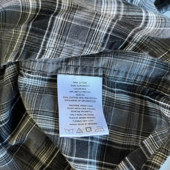 Levi's Western Shirt Men's Size‎ XL Gray Plaid Print Pearl Snap Cowboy - Picture 9 of 9